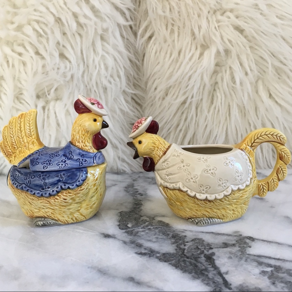 RARE Otagiri Hen Creamer and Sugar Bowl
